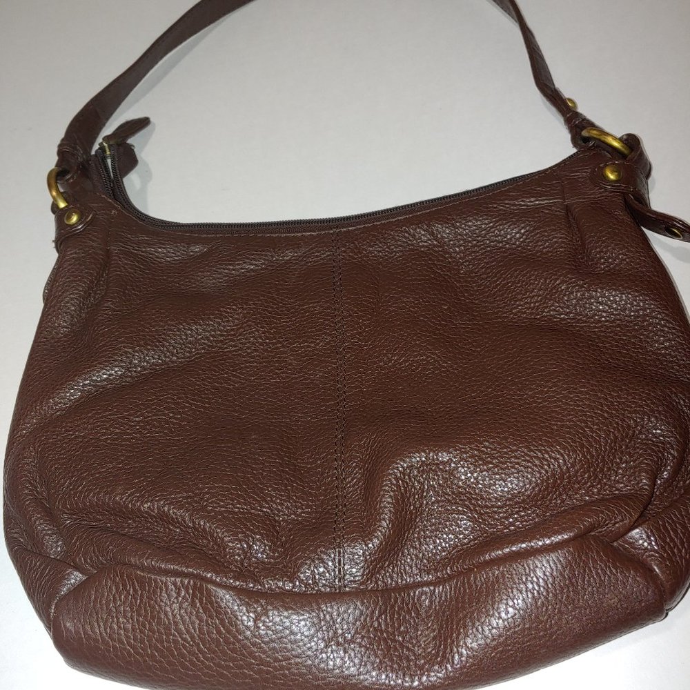 MAPLE LEAF Genuine Leather HoBo Shoulder Bag Brown